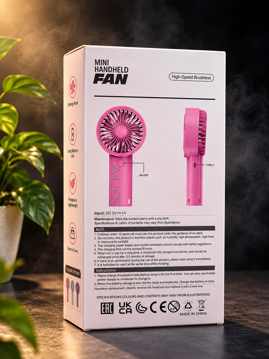 Mini Handheld Fan – High-Speed Brushless Motor, 3W Rechargeable Portable Fan with Type-C Charging thumbnail 2