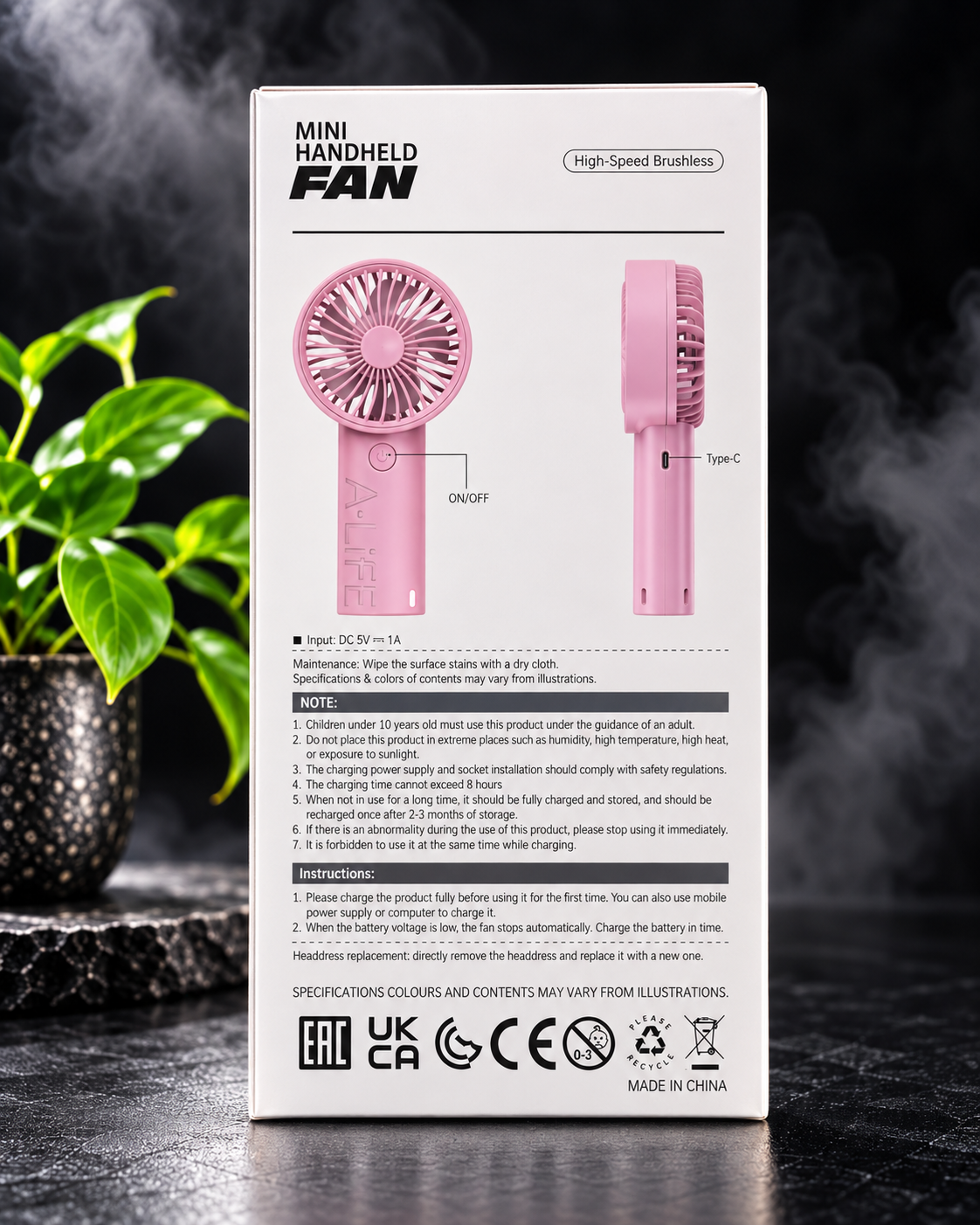 Mini Handheld Fan – High-Speed Brushless Motor, 3W Rechargeable Portable Fan with Type-C Charging thumbnail 3